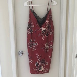 Red satin night gown